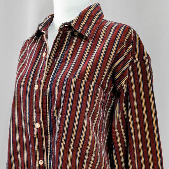 Vintage maroon striped corduroy button down - Picture 4 of 6